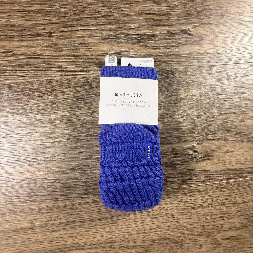 Athleta Cloud Scrunch Socks Periwinkle Organic Cotton Blend S/M NEW